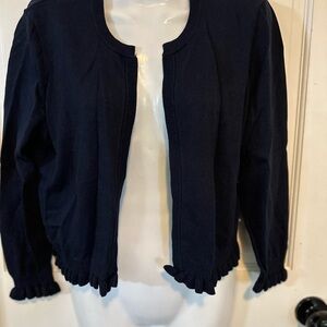 DKNY navy‎ cardigan with beautiful cutouts on the back, size medium